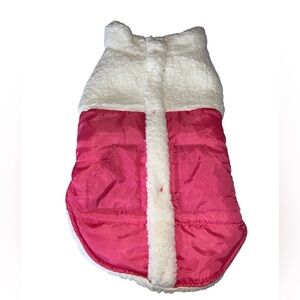 NWT posse Cozy Pink and White Dog Jacket quilted Sherpa size large